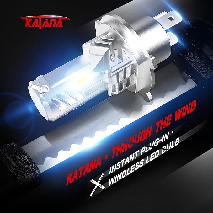 Katana H4 Light Bulbs | 9003 Fog Light Bulbs Fanless Wireless Super Bright 6500K Xenon White Fog Light, Pack of 2