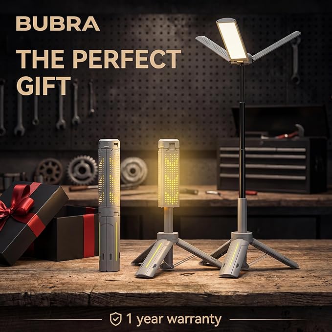 BUBRA Telescopic Camping Lantern with Stand (40" Tripod), 8000mAh Rechargeable Camping Light & Lantern Flashlight - Portable Work Light for Power Outages, Valentine's Day Gifts for Him Dad
