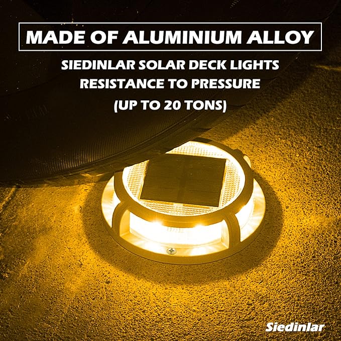 SIEDiNLAR Solar Deck Lights Outdoor 2 Modes 16 LEDs Dock Light Driveway Markers Solar Powered Waterproof for Ground Pathway Step Walkway Stair Road Garden Yard 16 Pack (Cool White/Warm White)