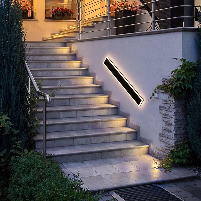 47.2Inch Modern Outdoor Lights IP65 Waterproof Exterior Linear Sconce Long Outdoor Porch Lights 3000K for Courtyard House(5.9in Wide)