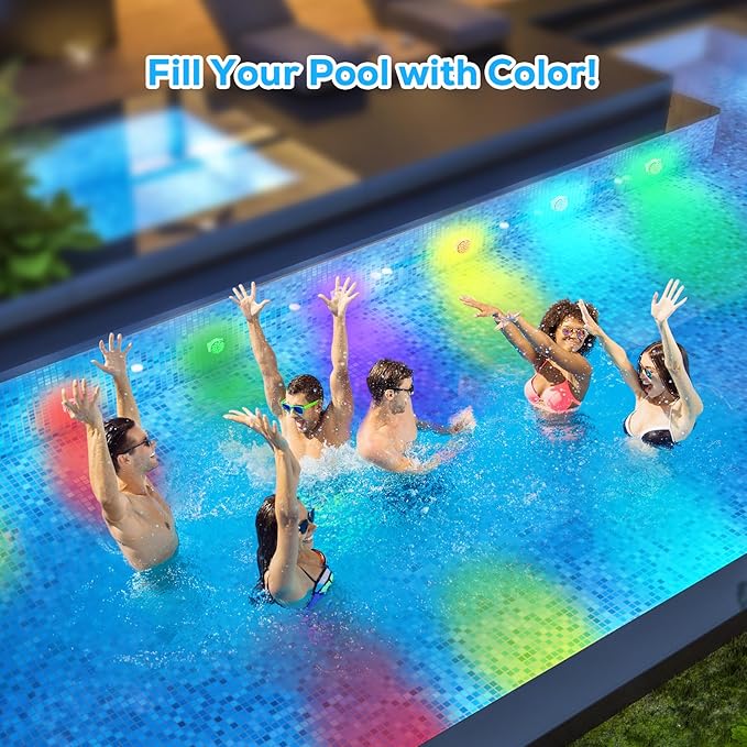 Rechargeable Pool Lights - 1 Pack, IP68 Waterproof Submersible LED Pool Lights with Remote, Pool Decor Light Accessories for Inground Pools, Above Ground Pools, Party Decoration