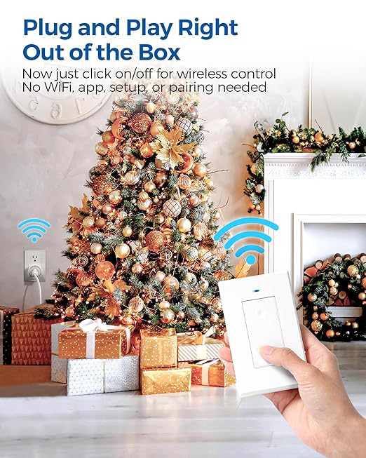 Remote Control Outlet, WILAWELS Wireless Light Switch, Removable Remote Light Switches, On Off Remote Outlet Switch for Lamps, Lights, Fan, Appliance, Expandable, 100ft RF Range, FCC Listed W05RC1106