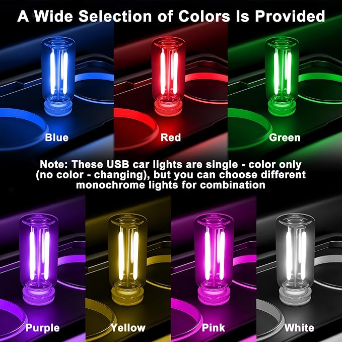 Car USB Night Light Touch Dimmable - 1-Pack Retro LED Filament Lamp for Truck Interior, Bedroom & Camping | Glass Bottle Ambiance Lighting (White)