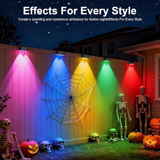 Outdoor Deck Lights, 8 Lights Smart Fence Lights Compatible with Alexa & Google Home, IP65 LED Patio Deck Lighting with Remote, Fence Lighting Music Sync for Patio Yard Garden(52.4ft)