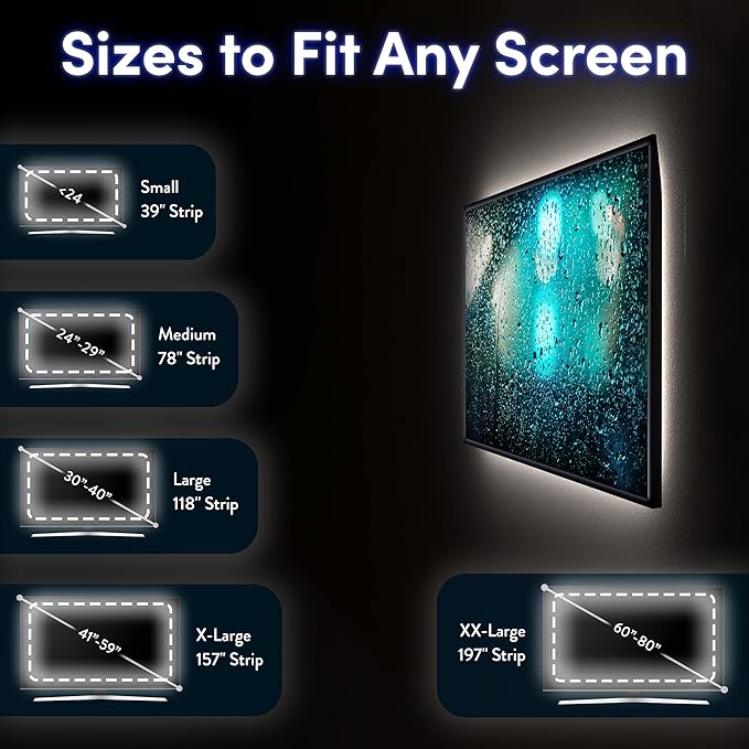 Power Practical LED Lights for TV Backlight, USB Powered TV LED Light Strip W/Bias Ambient Lighting for Home Theater, True White, Size (30"-40” TV)