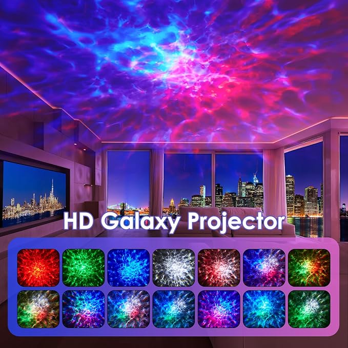 OneFire Galaxy Light Projector with Gift Box/360 Lighting Modes/15 White Noise/Bluetooth Speaker Star Projector for Bedroom for Teen Girls, Kids Room Ambient Lighting