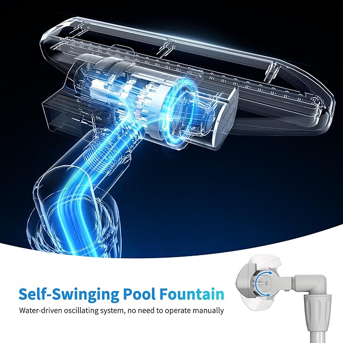 Klleyna Swimming Pool Fountain for Above & In-Ground Pools, Pool Waterfall Water Cooler Sprinkler Sprayer Summer Party Decor (E-Gray Swing)