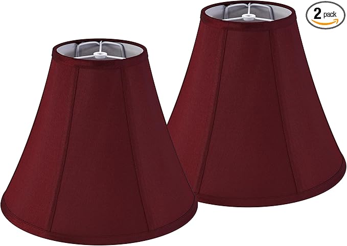 Set of 2 Burgundy Bell Lamp Shades 6" Top x 13" Bottom x 9.8" High(Spider) Medium Lamp Shade, Fabric Lamp Shade for Table Lamp,Bedside Lamp,Side Ribbing Hand Crafted Replacement Lampshade by GO&SO