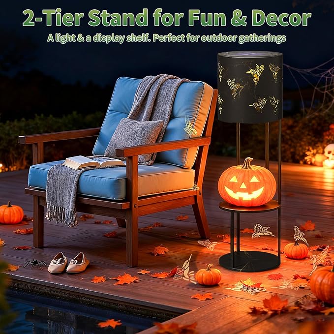 Solar Garden Plant Lights: Outdoor Waterproof Decorative Lamp with Flower Stand, Solar-Powered Yard Patio Outside Floor Decoration Lantern with Hummingbird Pattern for Festival Decor