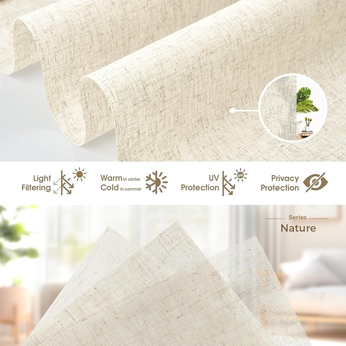 HeyBlinds Motorized Roller Shades, Smart Blinds for Windows, Remote Automatic Window Shades, Electric Shades, Light Filtering, Compatible with Alexa Google Apple Home (Nature-Oatmeal LF)
