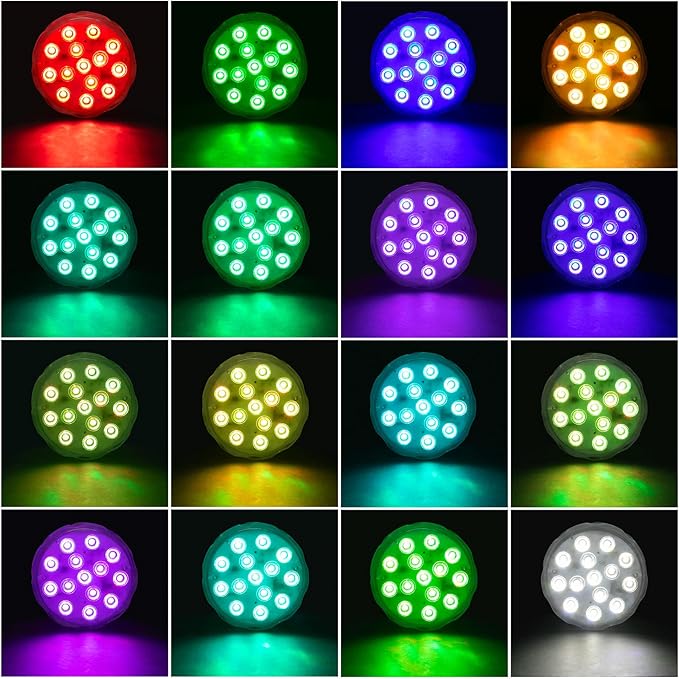 Pool Lights Submersible LED Light with Remote, Waterproof Pond Lights with Upgrade Suction Cups,Magnets, 16 Changeable Colors 3.35'' Battery LED light for Underground Pool Fountain Pond Aquarium