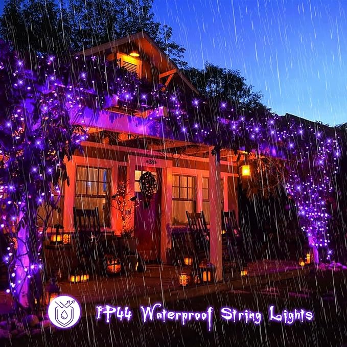 YEGUO 165ft 500 LED Christmas Lights Outdoor Waterproof, Purple String Lights Indoor Plug in, 8 Modes Clear Wire Purple Lights for Halloween Holiday Home Tree Garden Patio Decor