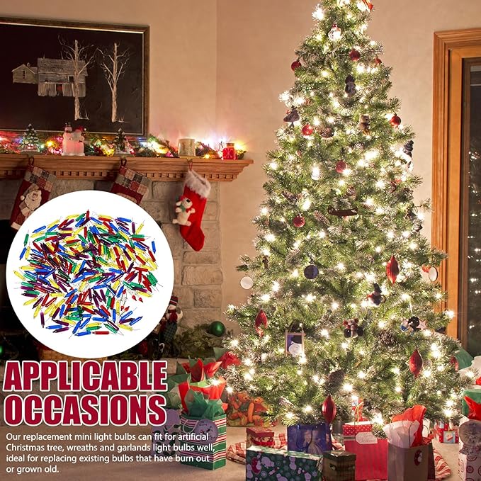 Ganeen Christmas Replacement Mini Incandescent String Light Bulbs Wire Flasher Bulbs 2.5 V 3.5 V Incandescent Flasher Bulbs, Christmas Lights Decor for Home Bedroom Xmas Tree(Multicolor, 496 Pcs)