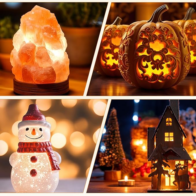 Enhon 14 Pack C7 Accessory Cord with LED Bulb, Each 6 ft Blow Mold Light Cords with On/Off Switch for Christmas Village House Halloween Pumpkin Holiday Ceramic Tree and Craft Projects