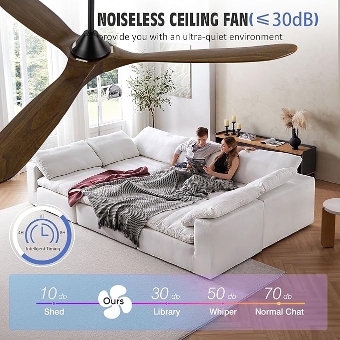 82 Inch Large Outdoor Ceiling Fans with Lights, Smart Ceiling Fan with Remote/APP/Alexa Control, Rustic Farmhouse Damp Rated Ceiling Fan for Patios Porch Garage Shop Commercial, 10746 High CFM