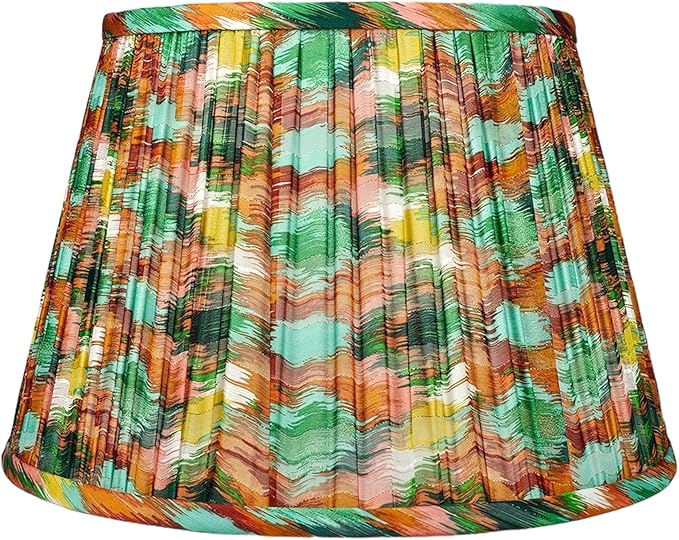 RDI Pleated Pattern Fabric Lampshade, Flora Collection, Medium Lamp Shade, 10 x 14.5 x 10 inch (Top x Bottom x Height), Nature's Palette