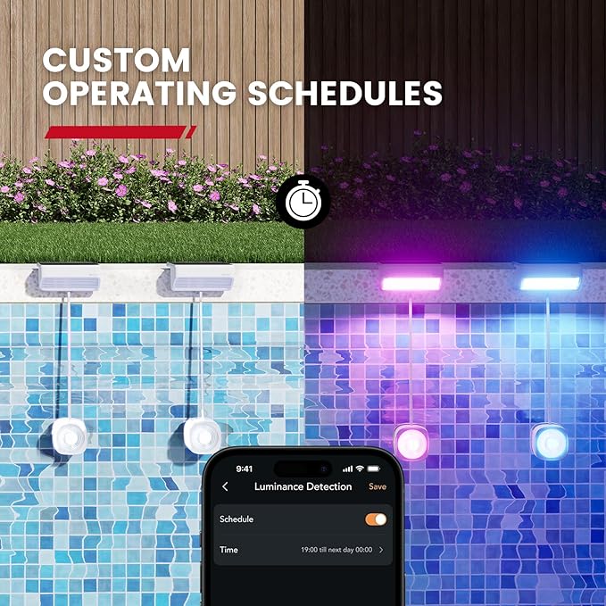 Enhulk Pool Lights with APP Control - 43+ Color Scenes & Timer, IP68 Waterproof Above Ground Pool Light,Poolside Solar Light, RGBW Solar Pool Lights for Garden, Pond, Patio (White 2-Pack)