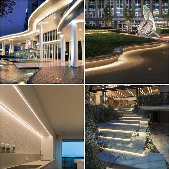 COB LED Strip Lights Waterproof IP67 DC24v Natural White 4000K 16.4ft/5m High CRI 92Ra+ Outdoor LED Tape Lighting DIY Cuttable for Bedroom Kitchen Cabinet Shelf (Power Supply Not Included)