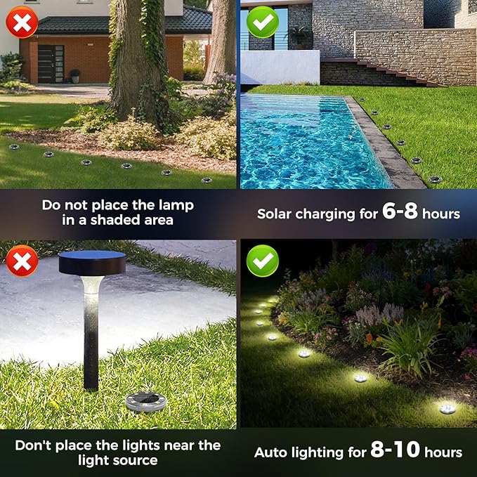 Peasur 24 Pack Solar Ground Lights Outdoor-Cool White