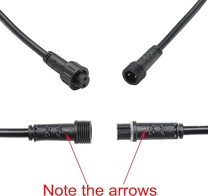 FVTLED Pack of 5, 2m 6.56ft 2Pin Extension Cable Wire with Male and Female Connectors at Both Ends Only for FVTLED Single Color LED Deck Light