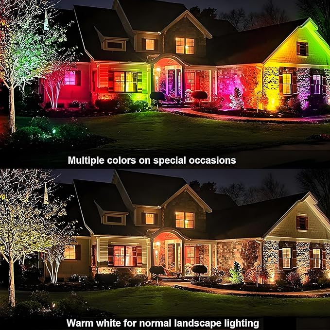 RGB Low Voltage Landscape Lights LED Color Changing Well Lights, Outdoor In Ground Light Waterproof Spotlights 12-24V Landscape Lighting for Yard Garden Pathway(20 Pack with Connectors)