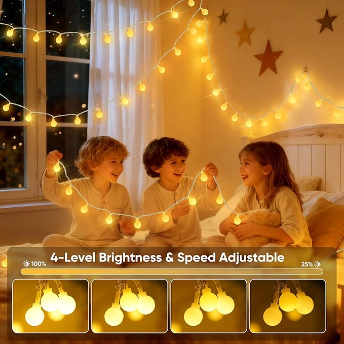66FT Color Changing String Lights, Connectable Globe String Lights Plug in with Remote, 120 LEDs 128 Modes Christmas Lights Outdoor Waterproof for Patio Tent Camping Bedroom Classroom Party Xmas Decor
