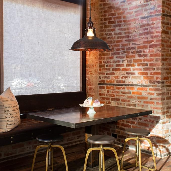 TAKEGO 12.2" Industrial Pendant Light, Farmhouse Pendant Light Kitchen Island, Vintage Hanging Light Rustic Light Fixtures, Hanging Ceiling Lamp for Kitchen Island, Hallway, Dining Room