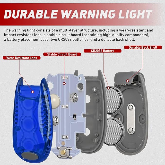 Nilight LED Safety Light 4PCS Blue Marine Navigation Bike Tail Lights Three Modes Waterproof Reflective Gear Clip On Flash Strobe Indicator Lamp for Night Boating Fishing Cycling Jogging