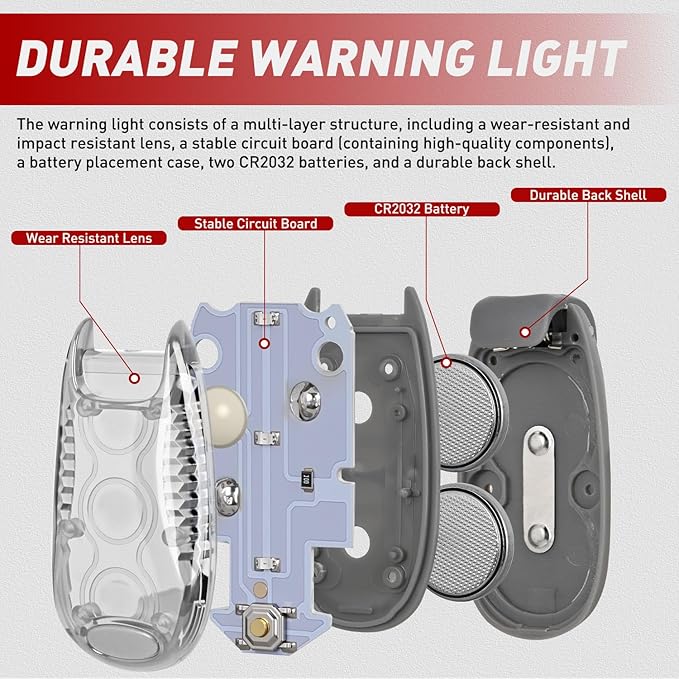 Nilight LED Safety Light 4PCS White Marine Navigation Bike Tail Lights Three Modes Waterproof Reflective Gear Clip On Flash Strobe Indicator Lamp for Night Boating Fishing Cycling Jogging
