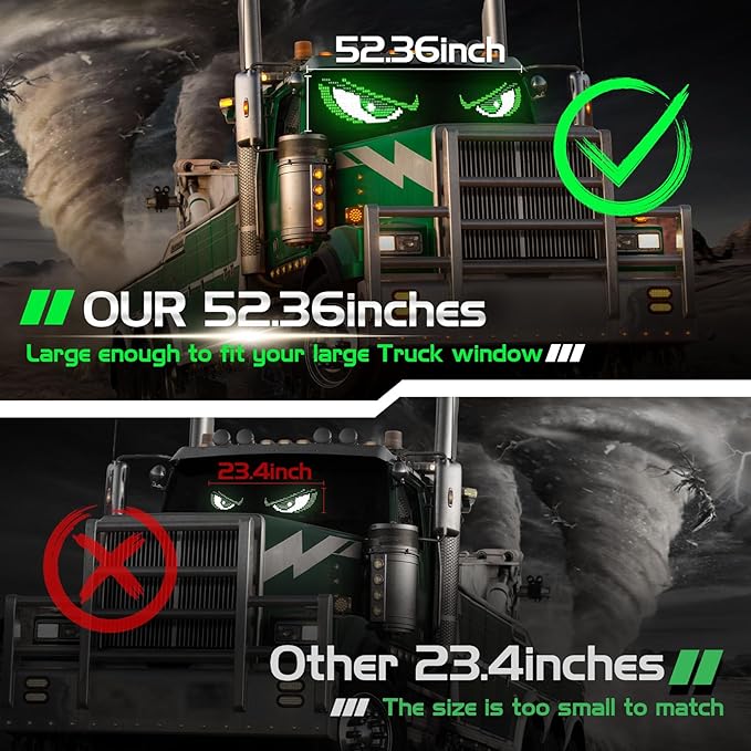 Vanesa 52.36 * 7.56 Inch Devil Eyes Light for Windshield, Led Eyes for Truck and Car Windshield, Flexible Led Demon Eyes, Animated Eyes Led Lights for Semi Truck