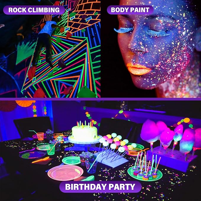 Rechargeable Black Light, Battery Powered Blacklight, Cordless 395nm UV Black Light for Neon Glow Party,Glow in The Dark, Aquarium, Body Paint, Fluorescent Poster, Halloween Party, 4 Packs