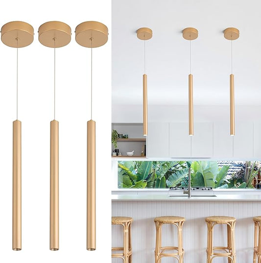 Pendant Lights Kitchen Island,Mini Pendant Lighting,3 Packs Light Modern Pendant Light, Pendant Light Fixtures Ceiling Hanging Lights for Kitchen Island Dining Room Bar Living Room 6000K Gold