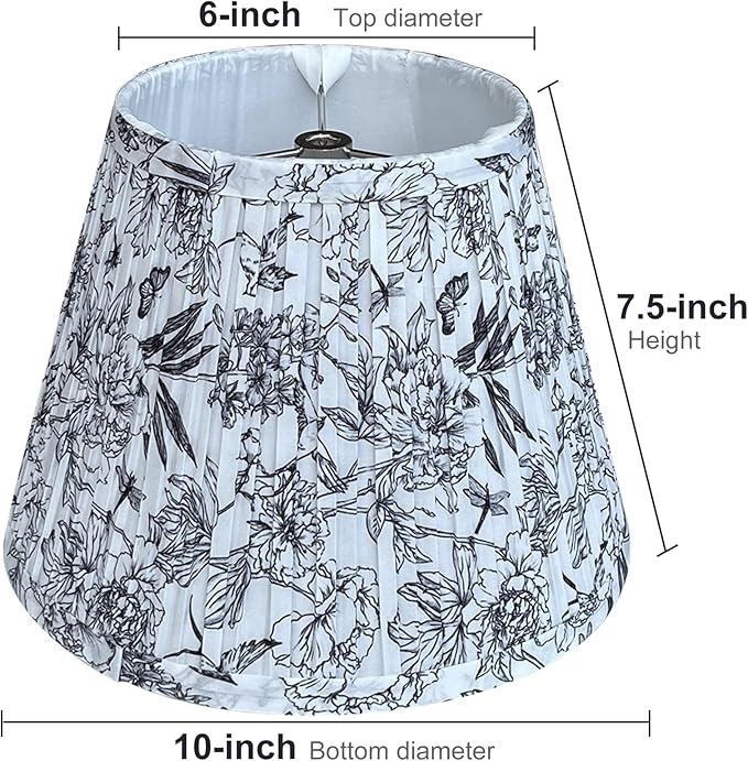 TOOTO STAR Small Pleated Lamp Shade, 6x10x7.5inch Print Lamp Shade for Table Lamps, Floor Lamps and Pendant Lamps (Spider Fitter)