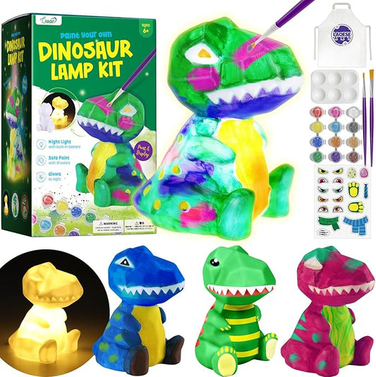 Paint Your Own Dinosaur Lamp Kit, Art Supplies Kids Paint Set, Arts and Crafts for Kids Ages 8-12, Dinosaur Toys Girls Boys Birthday Easter Gifts for Kids Ages 3 4 5 6 7 8 9 10 11 12+