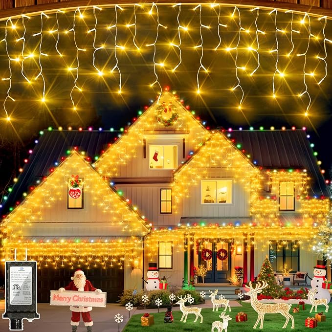 504 LED Fairy lights for Bedroom, 50ft Christmas Window Lights with 112 Drops 12 Modes, Dimmable Curtain Lights, String Lights Indoor Outdoor for Holiday Wedding Party Home Decorations, Warm White
