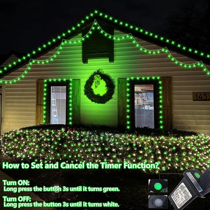 YEGUO 165ft 500 LED Christmas Lights Outdoor Waterproof, Green String Lights Indoor Plug in, 8 Modes Clear Wire for Christmas Holiday Home Tree Garden Patio Decor