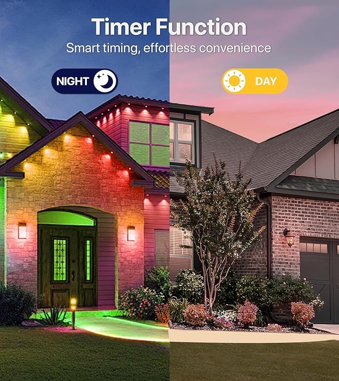100FT RGB+IC LED Permanent Outdoor Lights,Eave Lights with Smart APP & Remote Control, 72 Scene Modes, Waterproof IP65 for Holiday Christmas Decorations(Extension Cord Not Included)