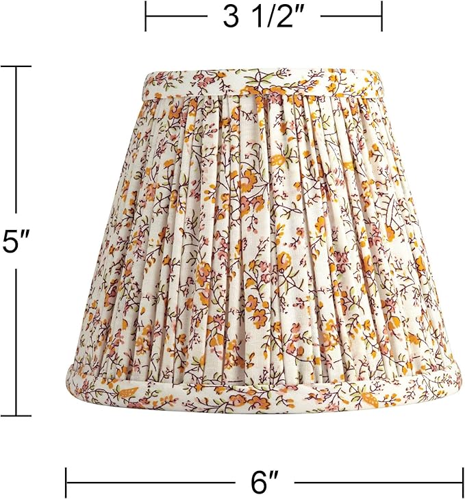 Springcrest Nelle Goldenrod Floral Pleated Cottage Core Lamp Shade 3.5x6x5 (Clip-On) - Springcrest