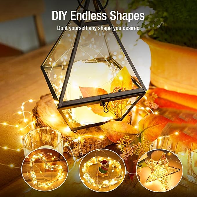 100 Pack Fairy Lights Battery Operated - 7ft 20 Led Twinkle Lights 3 Modes, Bulk Mini String Lights Waterproof for Mason Jars Vases DIY Party Wedding Decoration Christmas -Warm White
