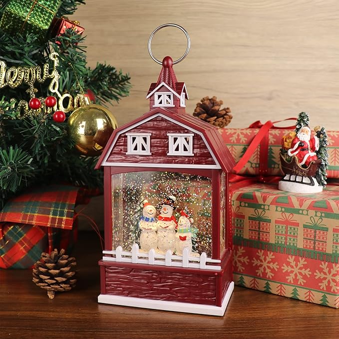 Eldnacele Musical Snow Globe Lantern with Timer, Lighted USB/Battery Operated Swirling Singing Water Glittering Light, Snow Globes Lantern for Adults and Kids Christmas Decoration- Snowman