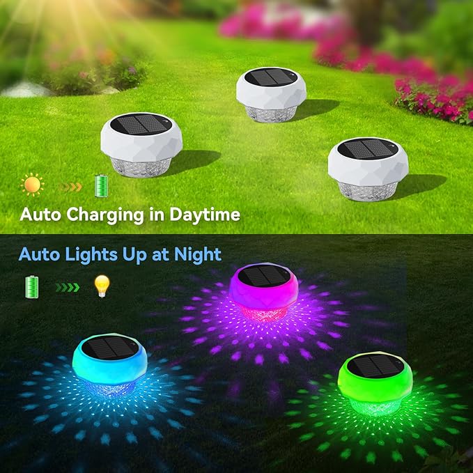 Solar Floating Pool Lights, RGB Color Float Pool Lights with Remote, IP68 Waterproof, Pool Decor Lighting Accessories for Inground, Above Ground Pools, Outdoor, Garden, Party Decoration