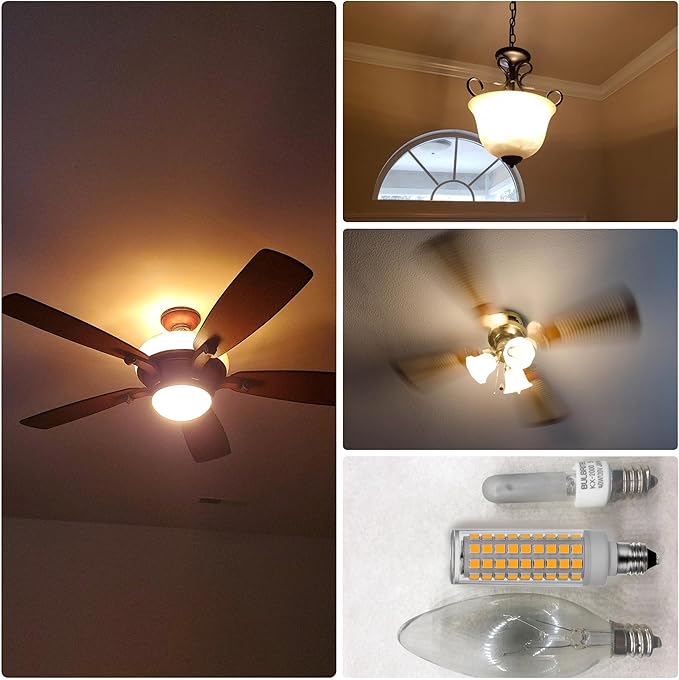 E11 Led Bulbs, JDE11 120V 75W Halogen Candelabra Bulbs Equiva Dimmable,T3 T4 Mini Base JD E11 Bulb, 2700K Warm White 7W 750lm for Chandeliers,Candelabra,Ceiling Fan, Table Cabinet Lighting,4Pack