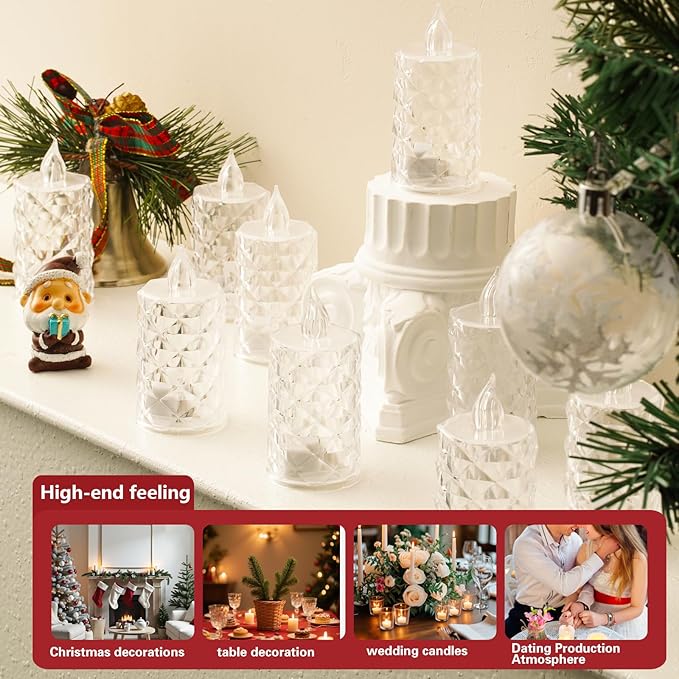 24-Pack Battery Operated Flameless Candles - Realistic Flickering LED Lights for Wedding Centerpieces, Valentine‘s Day Dining Table, Home Decor