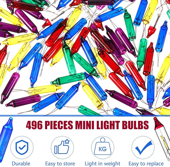 Ganeen Christmas Replacement Mini Incandescent String Light Bulbs Wire Flasher Bulbs 2.5 V 3.5 V Incandescent Flasher Bulbs, Christmas Lights Decor for Home Bedroom Xmas Tree(Multicolor, 496 Pcs)