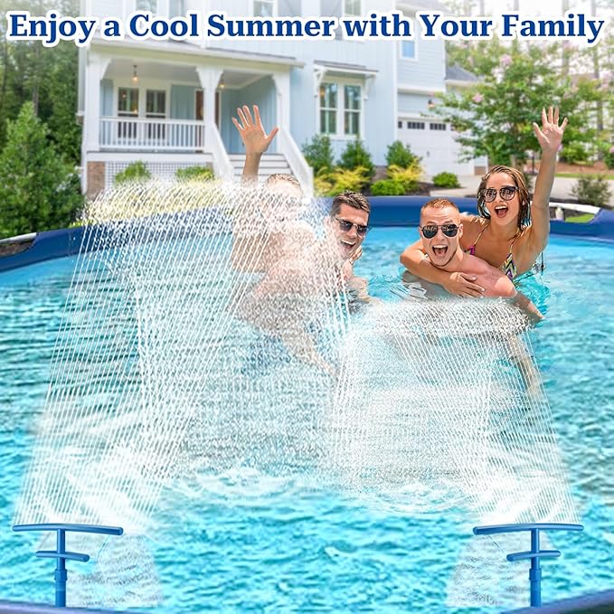 Dual Spray Pool Fountain with Adjustable Waterfall Aerator & Sprinkler, Universal Fit for Above Ground Pools, Swimming Pool Chiller Cools 10°F, Swimming Pool Accessories Pool Decor