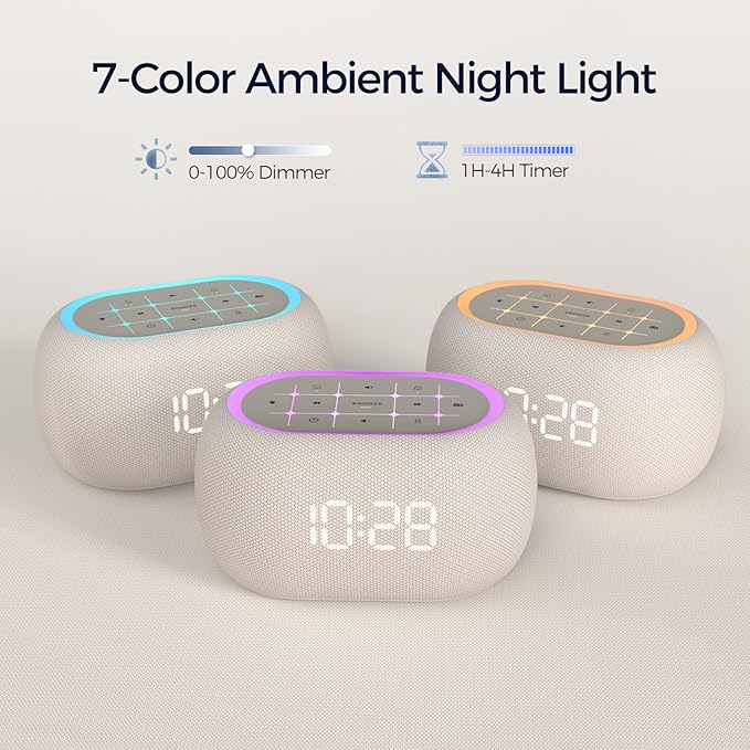 ANJANK Alarm Clock Radio with Dual Alarm for Bedroom, 7-Color Night Light, 0-100% Dimmer, 8 Sounds + Gentle Light Wake UP,16-Level Volume, Small FM Radio with Sleep Timer, Digital Clock for Teens,Kids