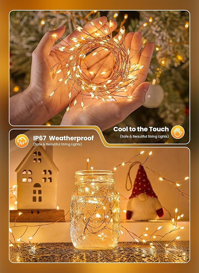 Indoor String Lights 4 Pack 10 Ft 120 LEDs Fairy Lights Battery Operated with Timer for Christmas Decorations DIY Crafts Wedding Table Centerpieces Party Bedroom