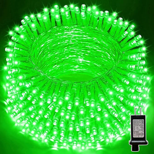 LAMPHOME 33ft Green St. Patrick's Day Mini String Lights, 100 LED Christmas Decorative Transparent Wire Fairy Starry String Lights Plug in, 16 Lighting Modes for Indoor Outdoor Xmas Tree