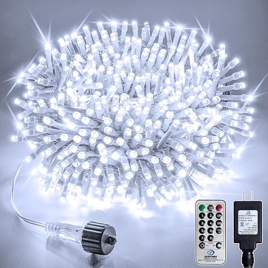 66FT 200 LED Christmas Tree Lights, Bright Cool White Outdoor Christmas String Lights for House, Fairy Lights with 8 Modes, Waterproof & Durable Indoor Outdoor Decor, Timer Included
