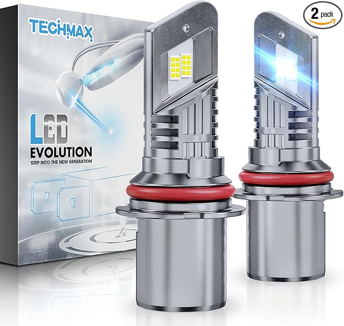 TECHMAX 9007 Light Bulbs, 9007 Fog Light Bulb w/Fan 600% Bright 6500K Wireless Direct Insertion Plug and Play, Pack of 2